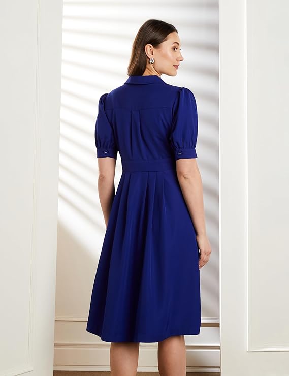Vismora Premium Women's Elegant Fit & Flare Wrap Dress – Perfect from Desk to Dinner